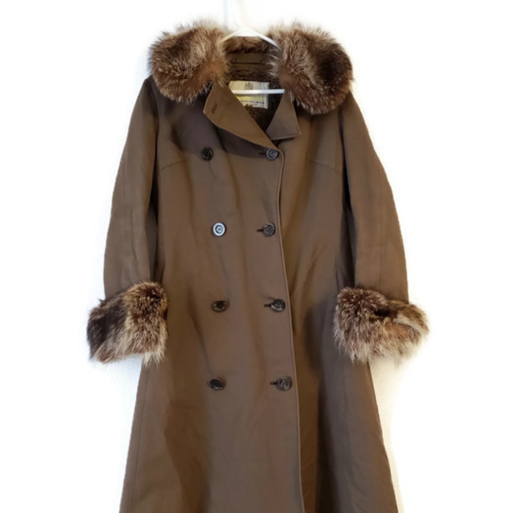 🔥Aquascutum vintage fur trim women's trench coat - Picture 6 of 8